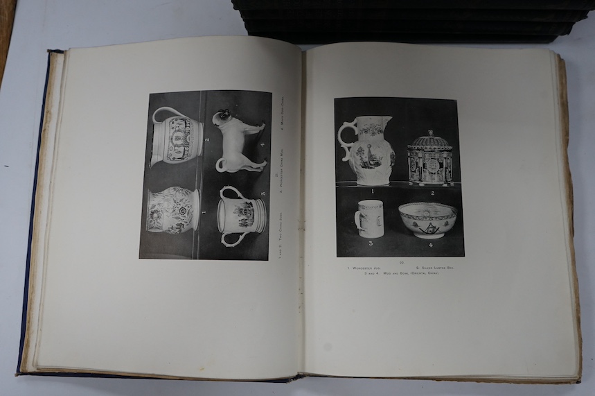 Gould, R.F. - The History of Freemasonry, Caxton, (6 vols); Hammond, W. - Masonic Emblems & Jewels, 1927 (ex-libris); Crowe, F.J. - Masonic Clothing and Regalia, British and Continental, Edinburgh 1897; Sanderson, W. St